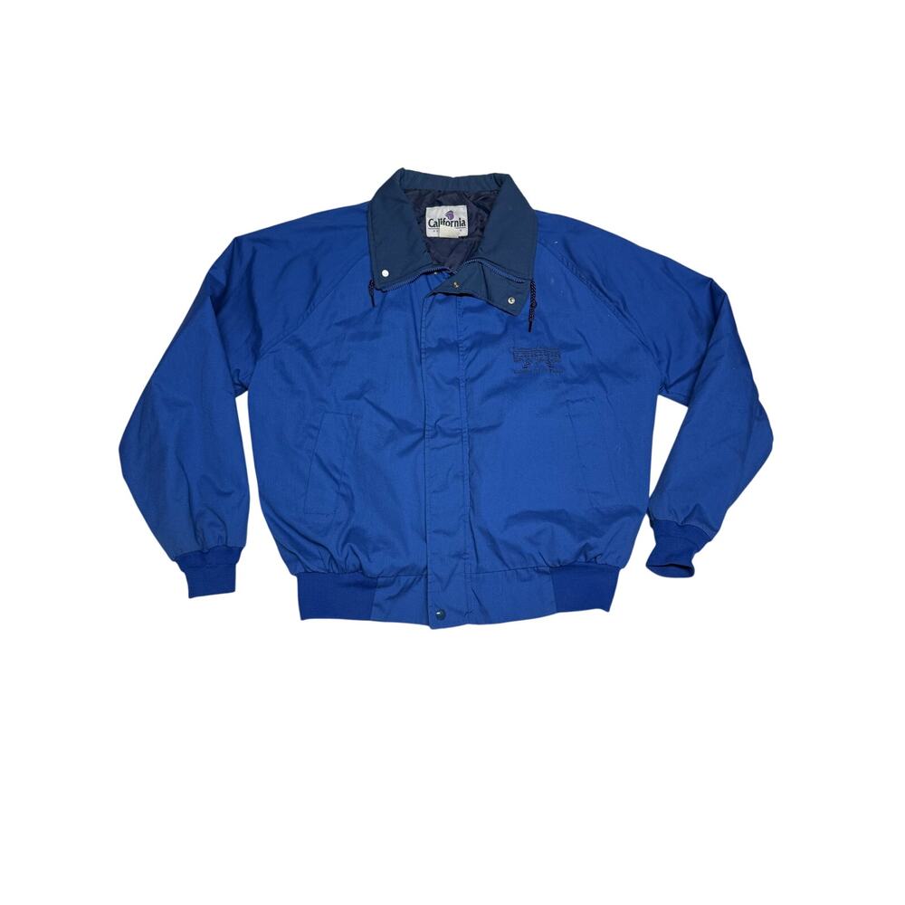 Vintage California Mens XL Blue Bomber Jacket Snap Zip Windbreaker Retro